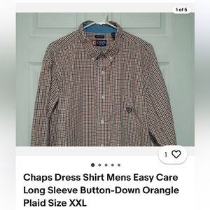 Chaps Men's Orange and Green Plaid Button-Down Shirt | Size XXL